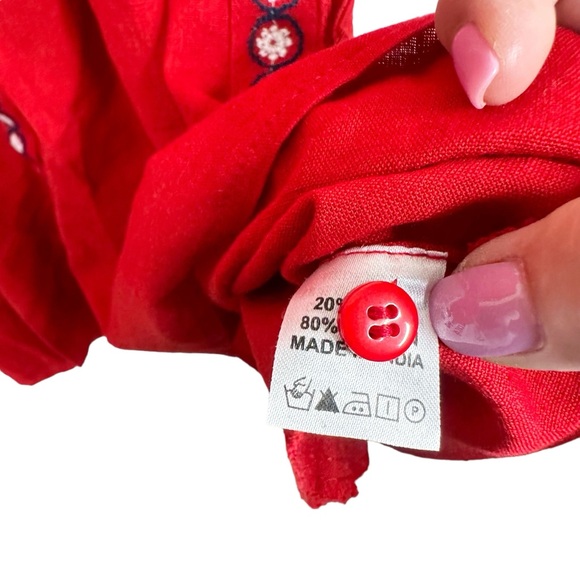 Melissa Odabash NWOT Tania Red Kaftan Dress Large Embroidered Tie Waist - Picture 11 of 16